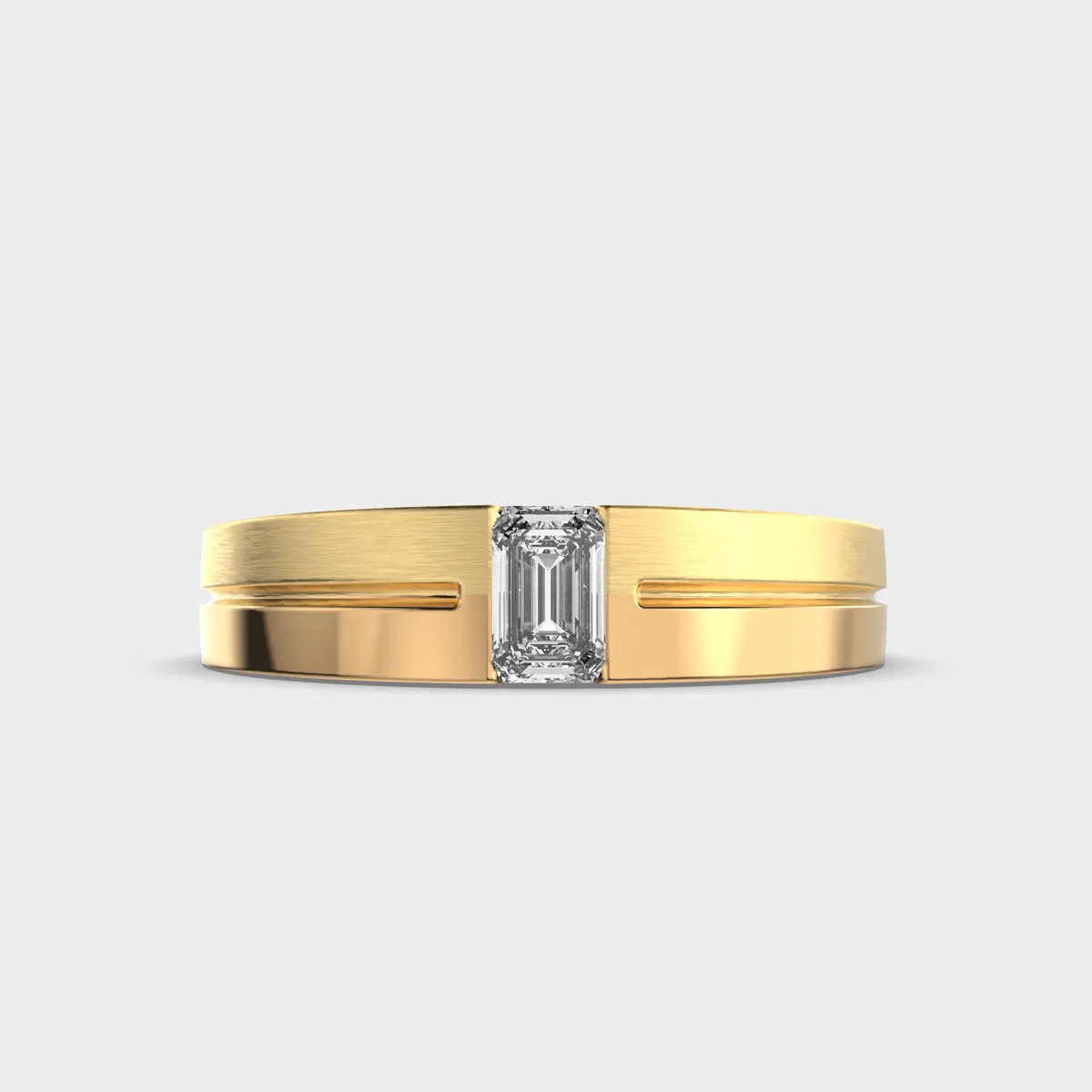 Solitaire Diamond Ring 7*5mm Emerald Cut Lab Grown Diamond Engagement Band 14k Yellow Gold Perfect Ring Wedding Band For Him