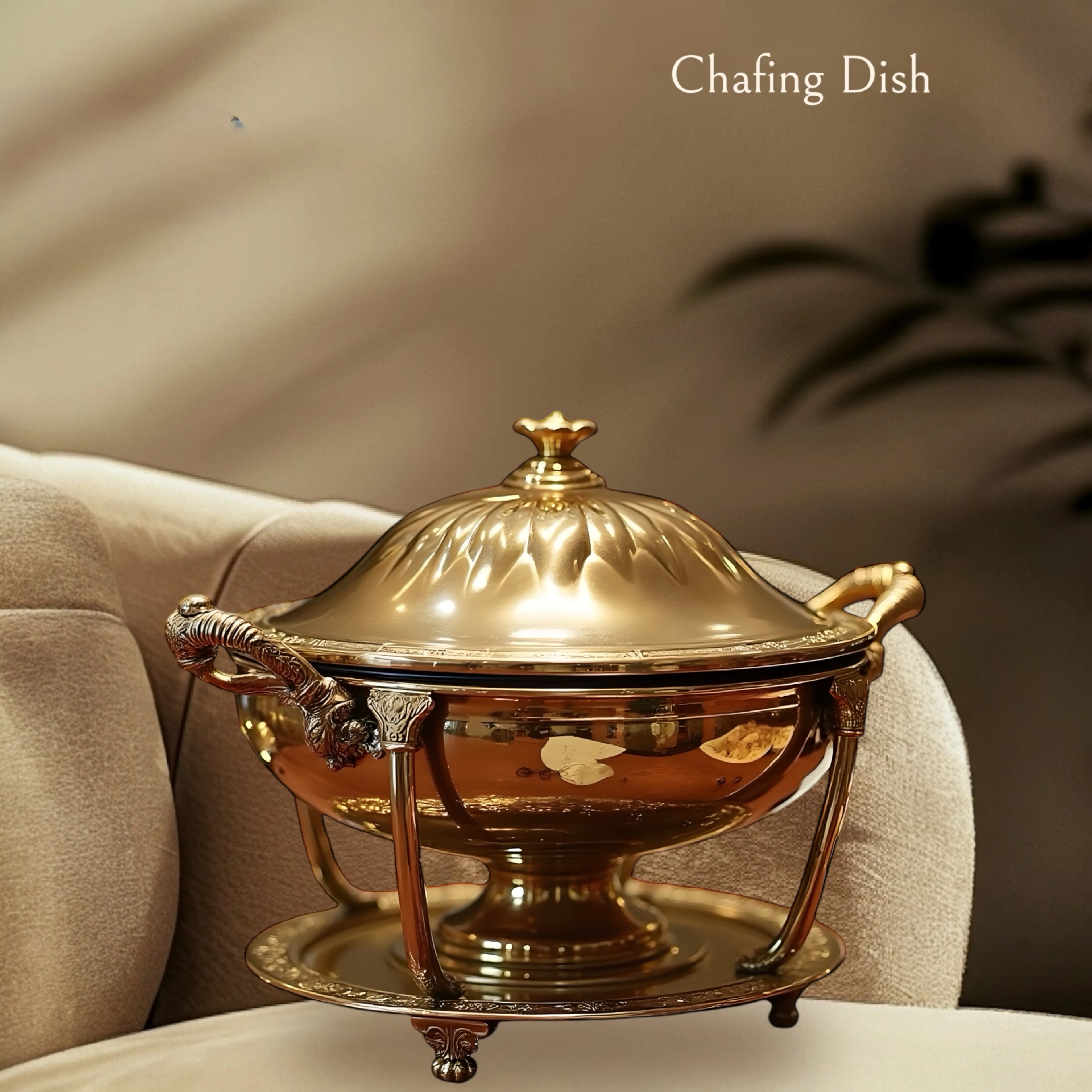 Высококачественная Роскошная латунная тарелка для жарки и из нержавеющей стали буфета подогреватель сервировочные блюда с крышкой Подставка свадьбы