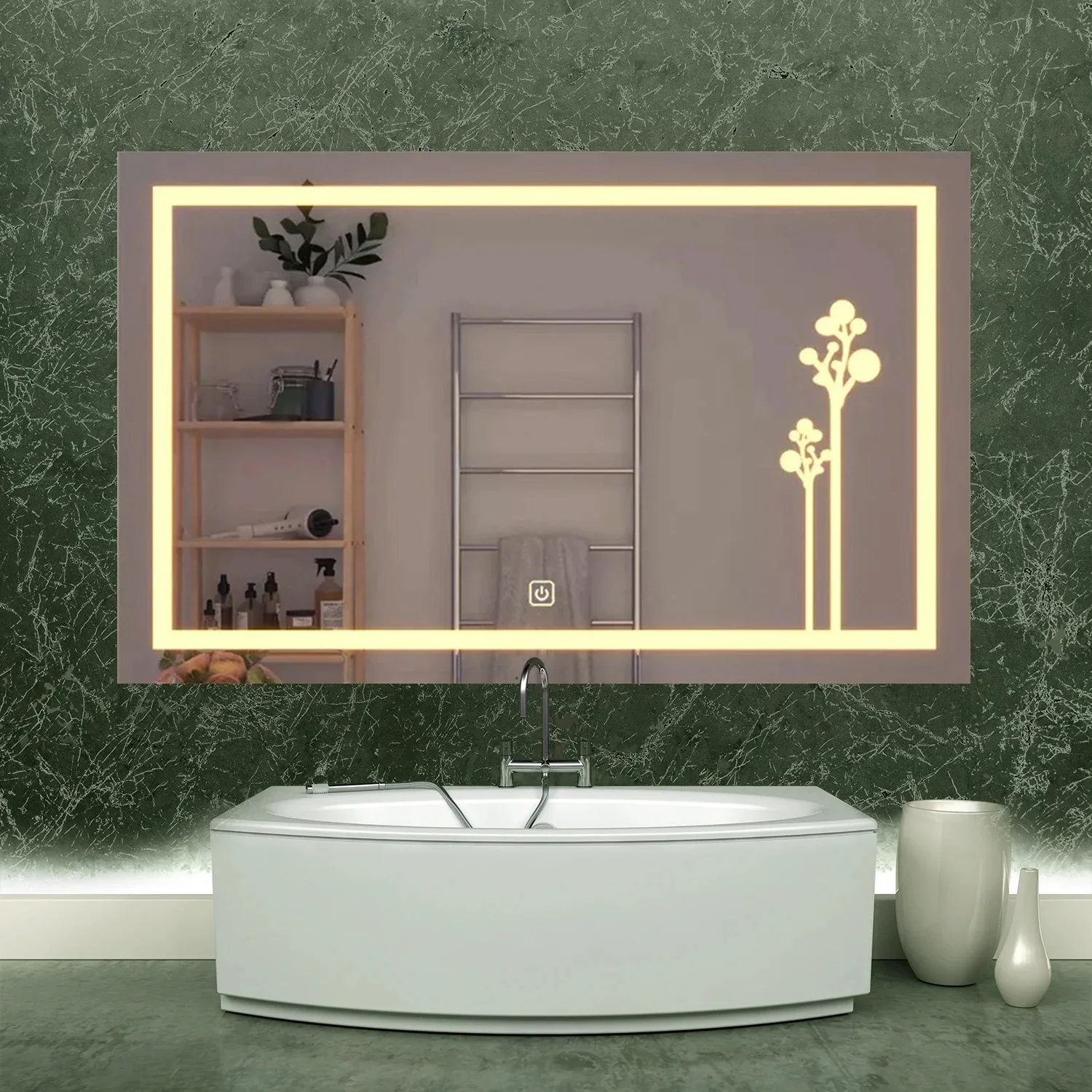 Buy Now etl listed hotel renovation customized modern smart defogger rectangle bathroom led mirror with led light bathroom mirr