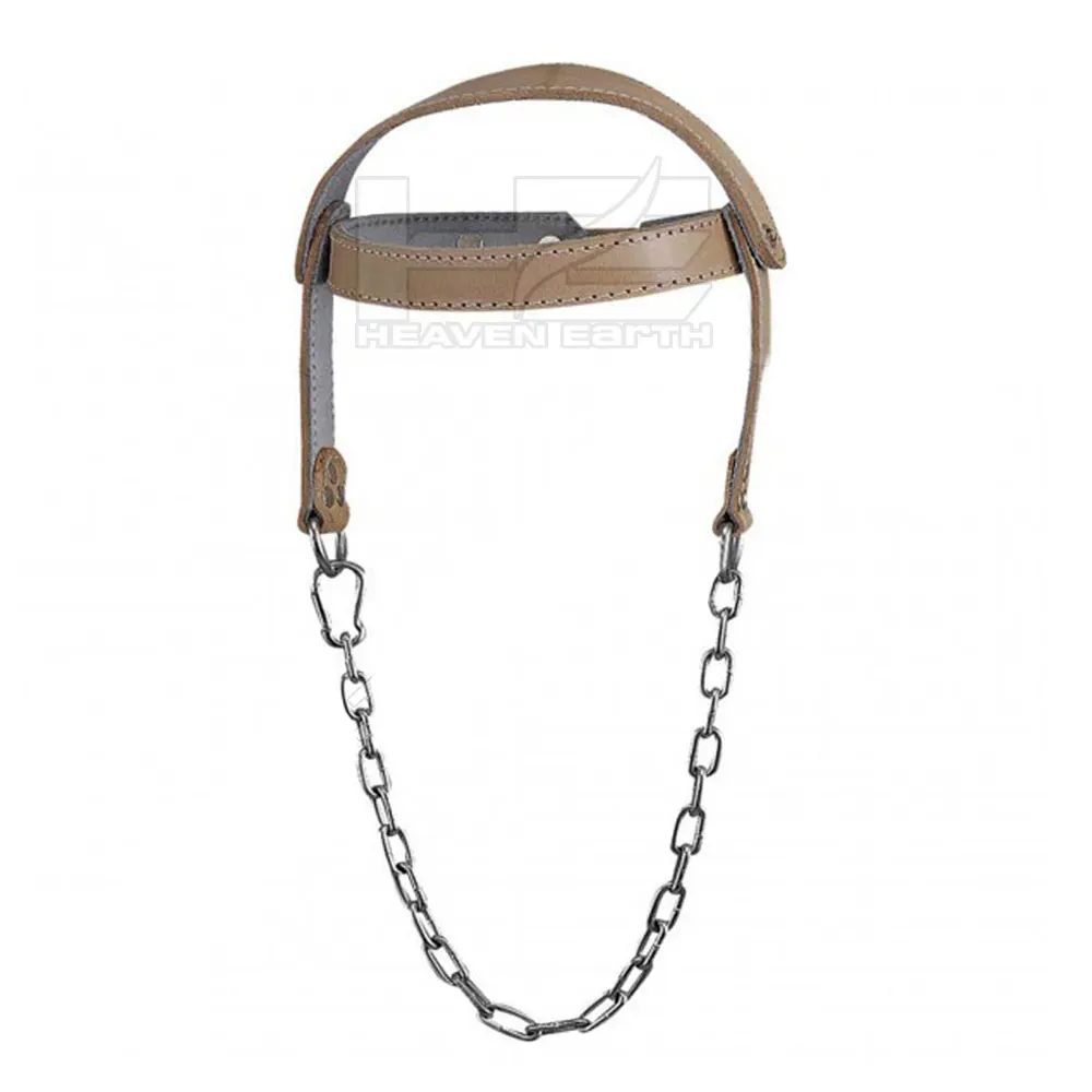 Adjustable Cow Hide Leather Head Harness Dipping Neck Builder Belt Weightlifting Boxing Head Harness