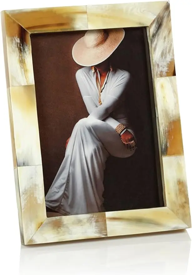 Vintage Style Horn Inlay Photo Frame Custom Size Good polished buffalo ox horn photo frame nice design top selling product