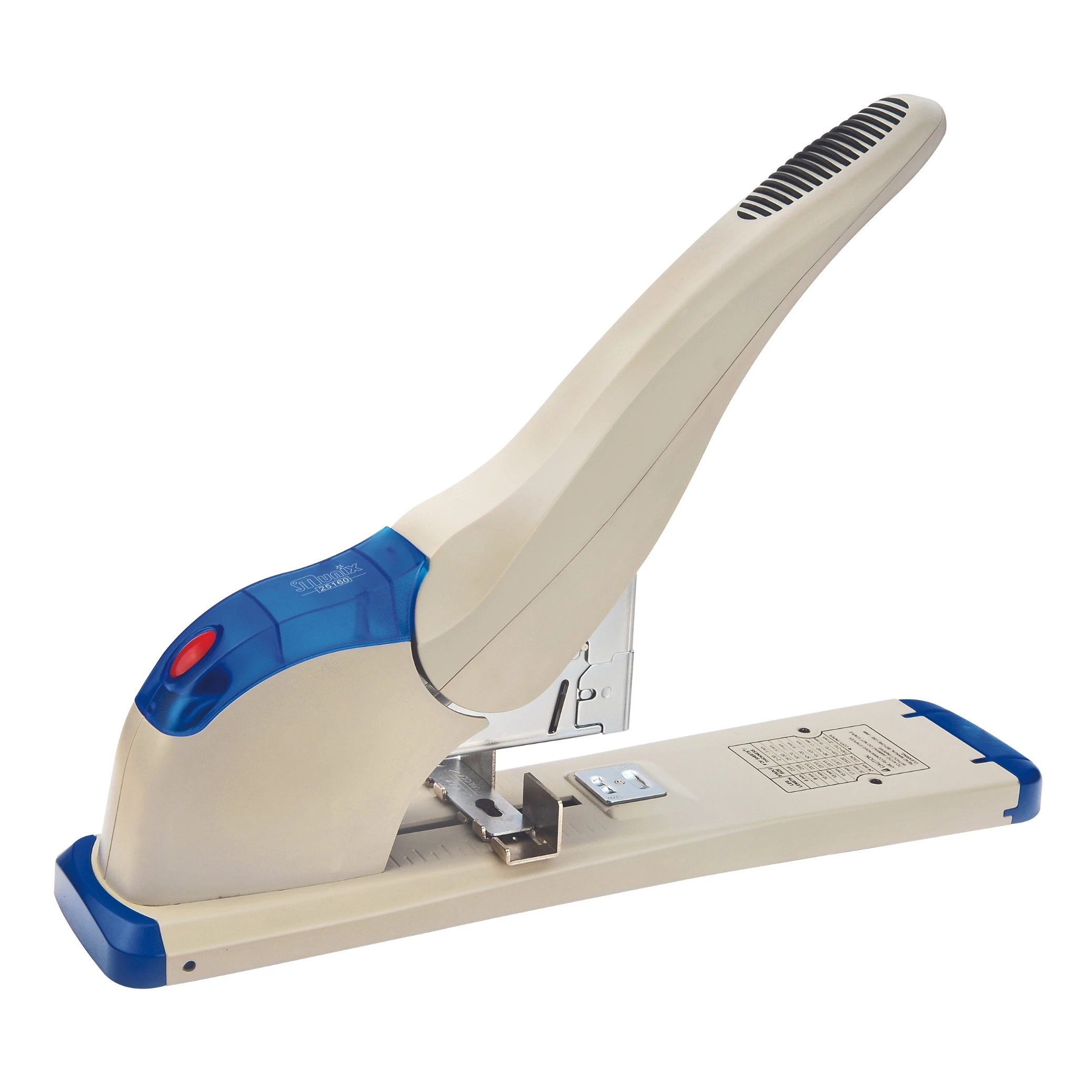 Heavy-Duty One-Touch All Metal Manual Stapler High-Impact Plastic Casing Soft Grip Handle Anti-Skid Feet Adjustable Paper