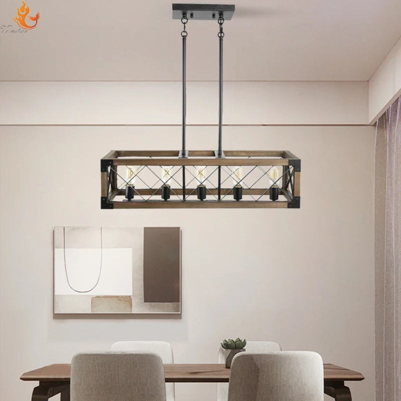 2022 Wholesale Hot Sale New Design creative personality simple Square chandelier dining room Nordic pendant lamp with Frame