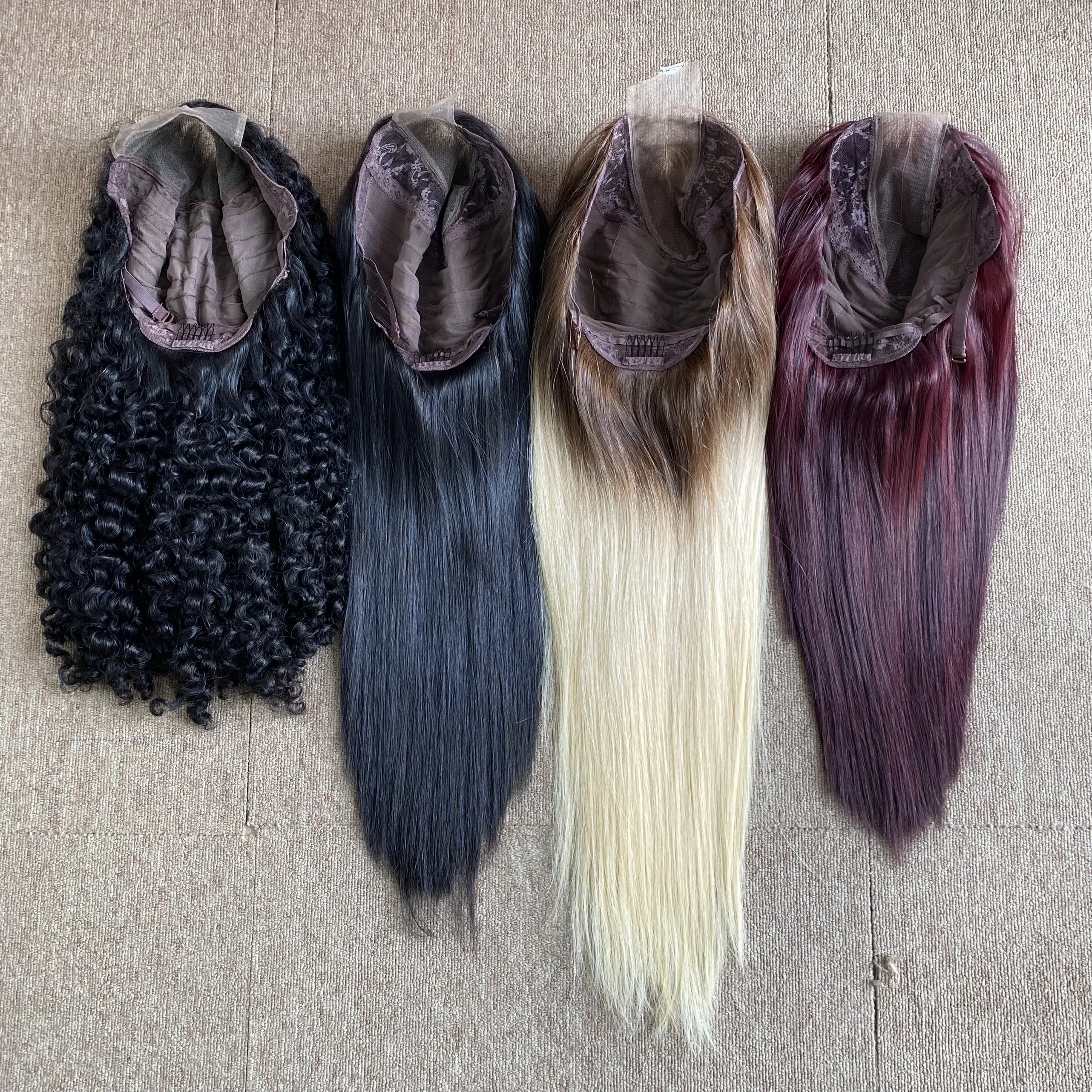 Top Bestselling Burmese Curly Burmese Wigs TOP product one cut raw vietnamese hair Human Hair wefts skin bundles Vietnam quality