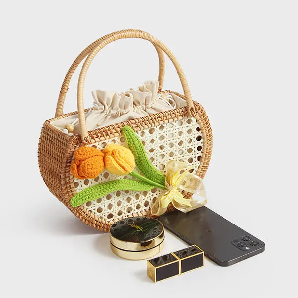Best deal new collection summer shopper rattan bag women brown fashion woven rattan bag from Vietnam