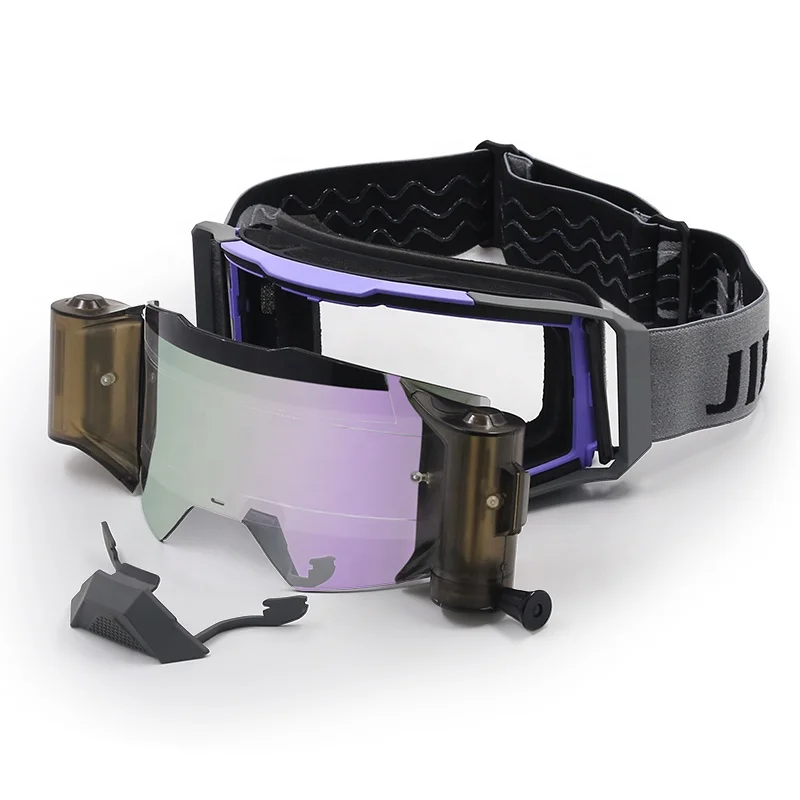 JIEPOLLY Outdoor Gafas Fixed Switch Motocross Goggles Roll Off Detachable Mx Uv400 Moto Motorcycle Sports Sunglasses Glasses