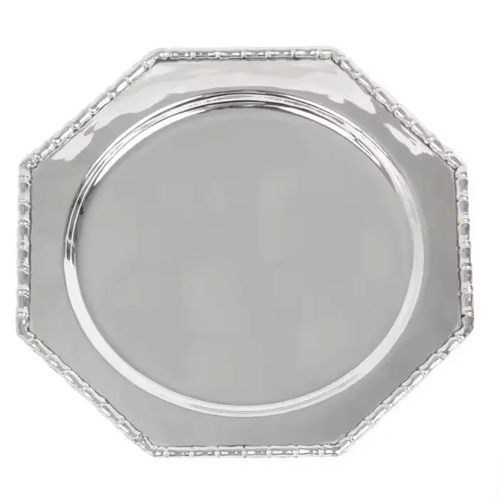 Handmade Silver Color Charger Plate Table Top Decoration Dinner Serving Plate Use For Dinnerware