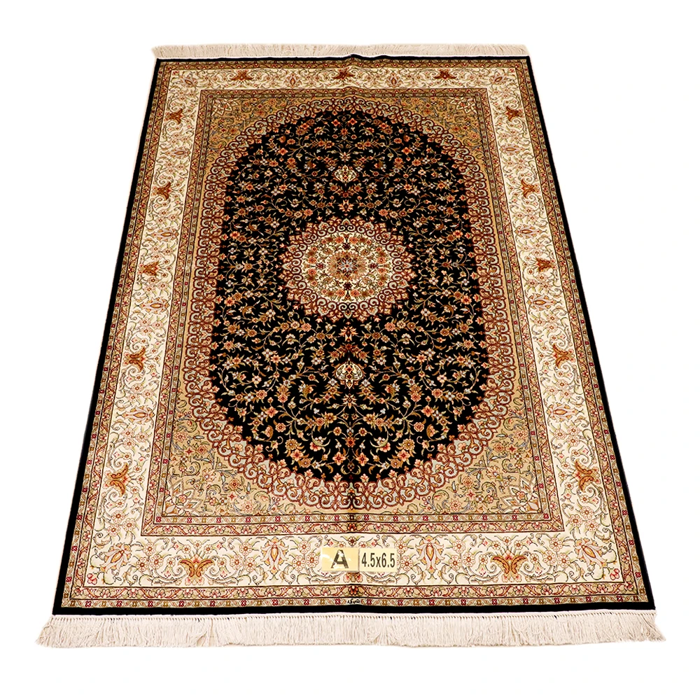 Yuxiang 4.5x6.5ft Hand Knotted Small Size Pakistan Rug Handcraft Silk Carpet 100% Silk Area Rugs Made In China