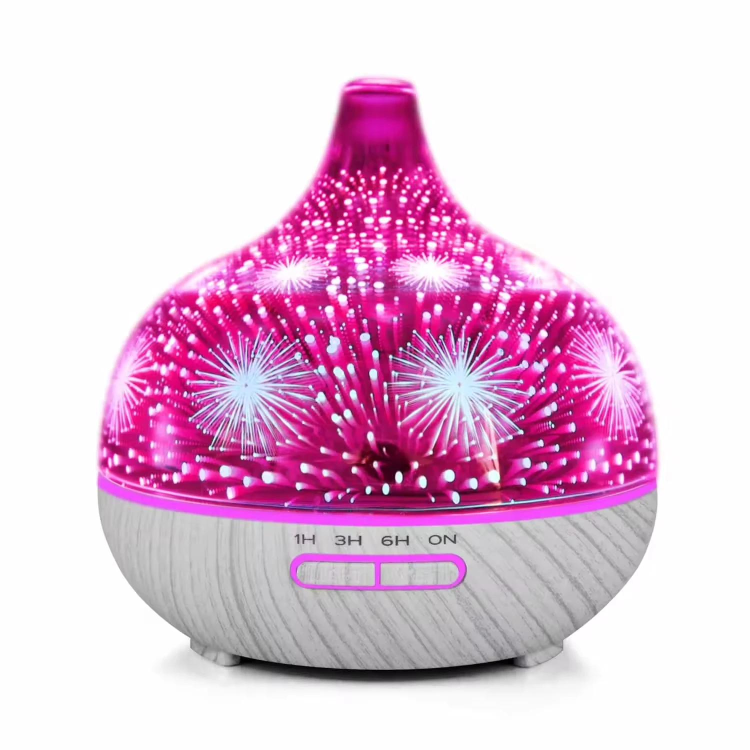 3D fireworks glass aroma diffuser cool mist humidifier LED colorful aroma diffuser glass aroma lamp household oil diffuser