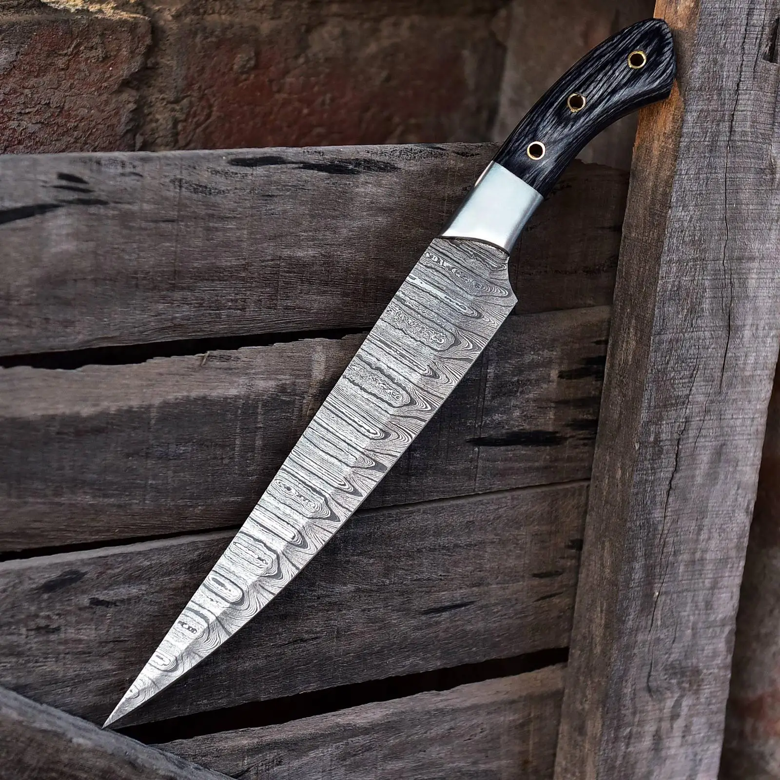 Custom Handmade Damascus Steel Blade  Chef Knife Kitchen Knife With Leather Sheath salt bae chef knife