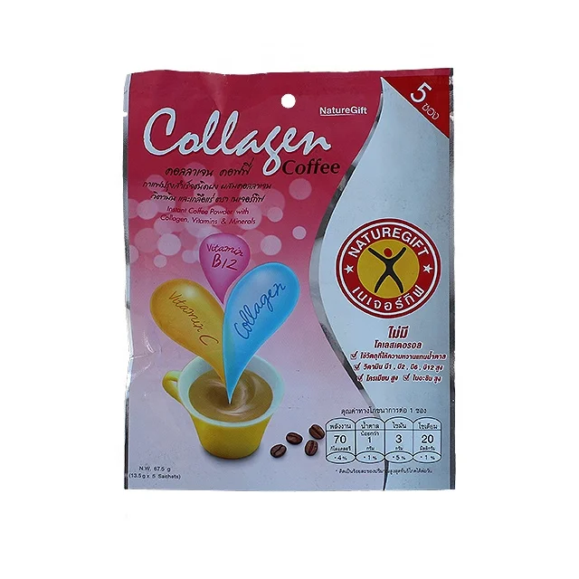 67.5g Slimming Coffee Mix Instant Powder with Collagen Vitamins Minerals Pak Naturegift Brand  13.5g x 5 Sachet Made in Thailand