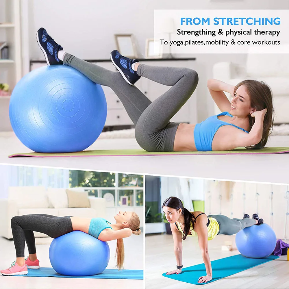 Anti Slip Safe Inflatable Yoga Ball Fitness Stability Ball for Balance Training Office Ball Chair Exercise Equipment