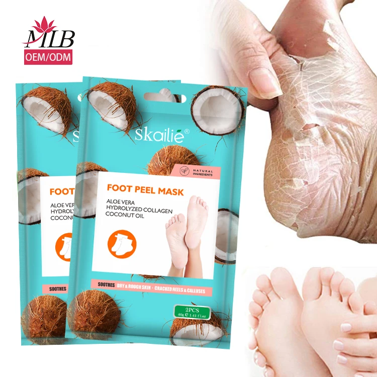 OEM Private Label Organic Removal Calluses Crack Moisturizing Natural Peeling Exfoliating Coconut Foot Peel Mask