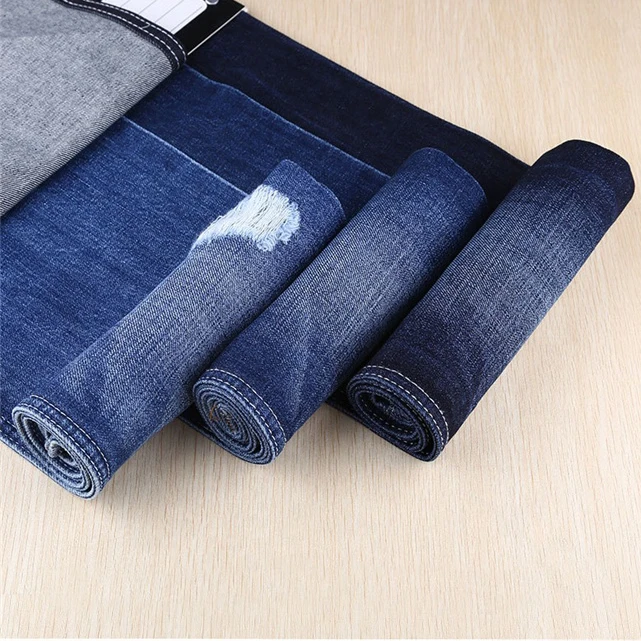 Cheap price customized color high quality Stretch Double Layer Twill Knit jeans Denim Fabric Stock