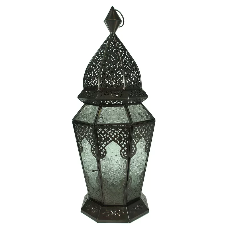 Hottest Selling wholesale factory price elegant hanging Candlestick Holder Black Iron and Glass Lantern for Wedding Decoration