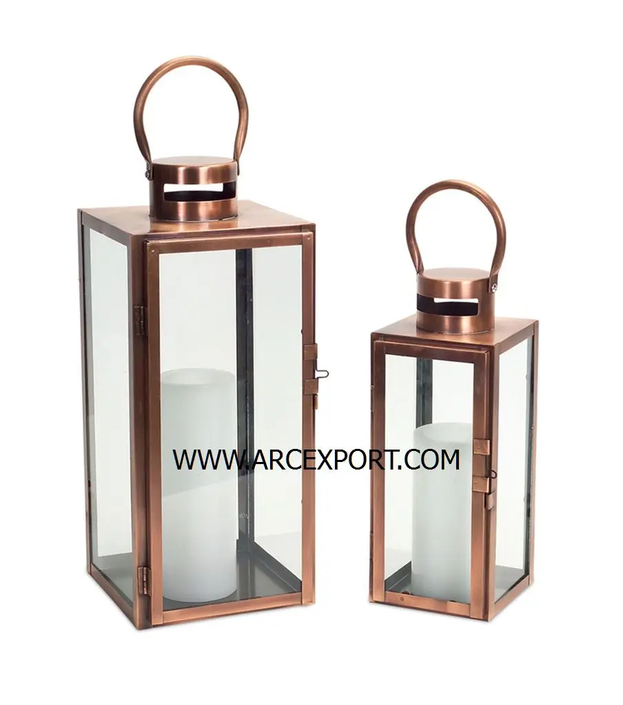 Golden Polished Candle Holder Lantern Prime Quality Metal With Clear Glass Lantern for Garden Decor Lantern in Cheapest Price