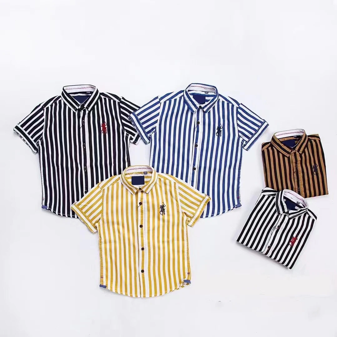 marcmia 2022 European style Baby Single and Toddler Boys Short Sleeve Oxford Button Down Shirt