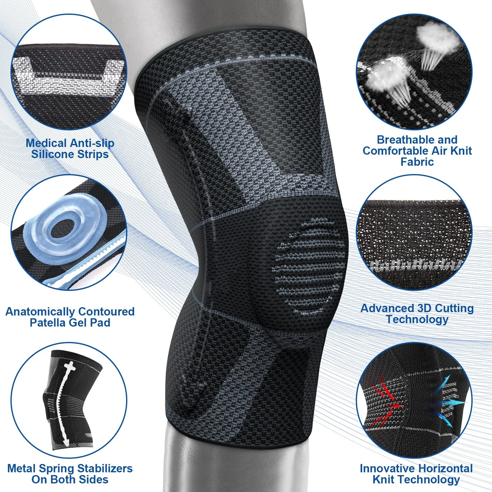 Compression Knee Sleeve Breathable Non-Slip Joint Support Knee Brace Thick Protective Hard Shell Elastic Knee And Elbow Pads