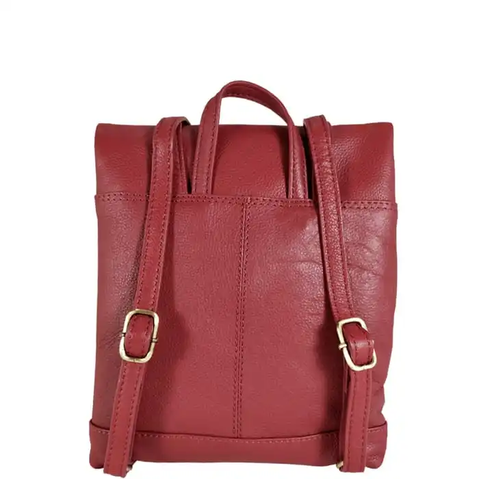 Luxury Quality Red Pebble Grain Leather Mini Flap Over Backpack Vintage style Top Indian Supplier Manufacturer
