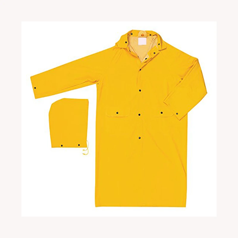 Cheap price custom heavy duty waterproof work rain coat adults men rainwear raincoat with hood