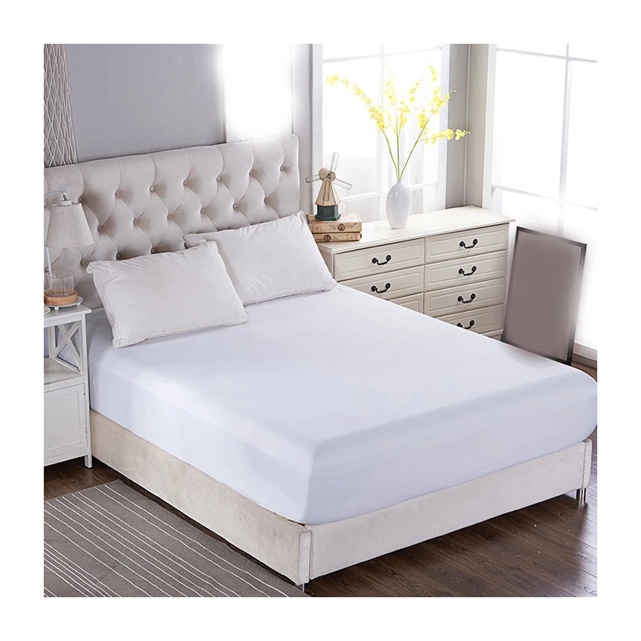 Top trending best selling manufactured design 100% Cotton Bedding Set Satin Fabric white bed sheet