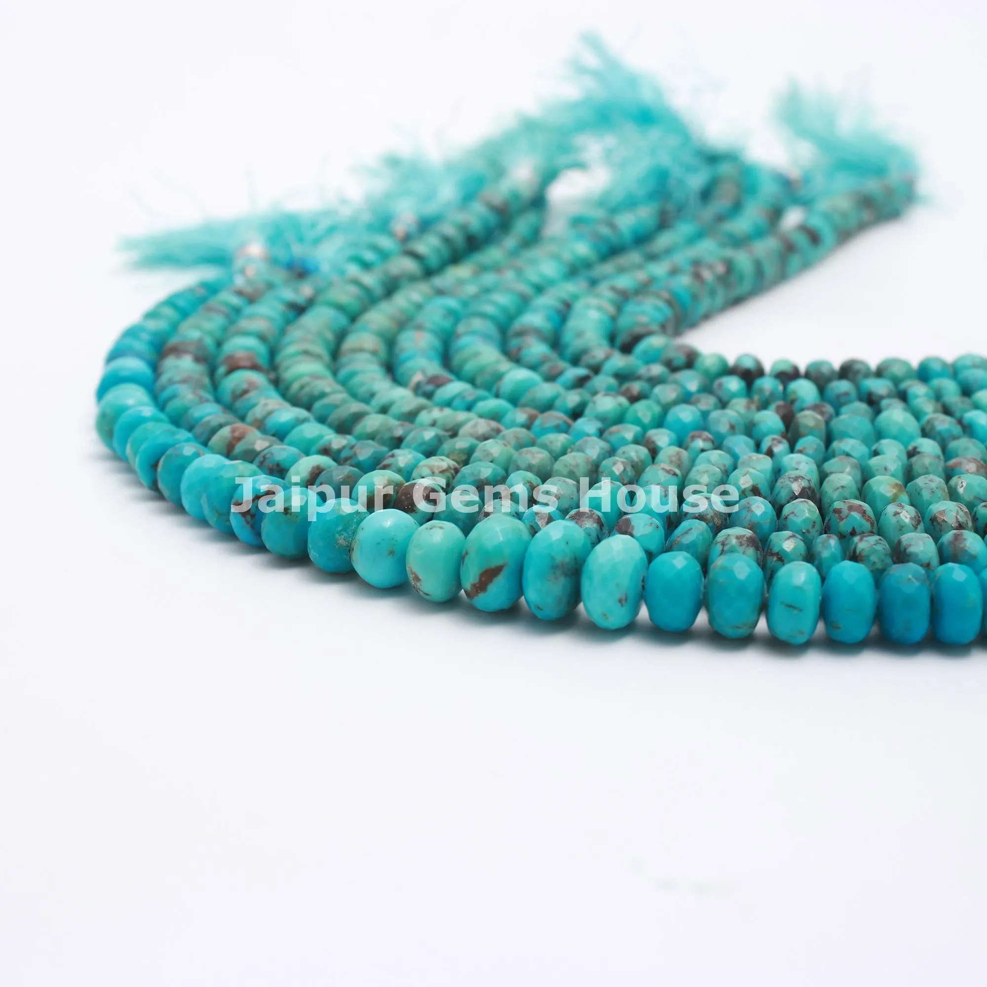 Best Seller Natural Arizona Turquoise Faceted Rondelle Beads 7-8 mm Turquoise Gemstone Beads for DIY Bracelets Necklaces Jewelry