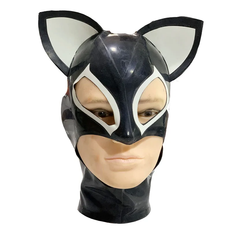 Hot Cat Latex halloween mask Cosplay Cockscomb Hood Mask Rubber Fetish Customized  size OEM ODM headwear Cute Cheap Price
