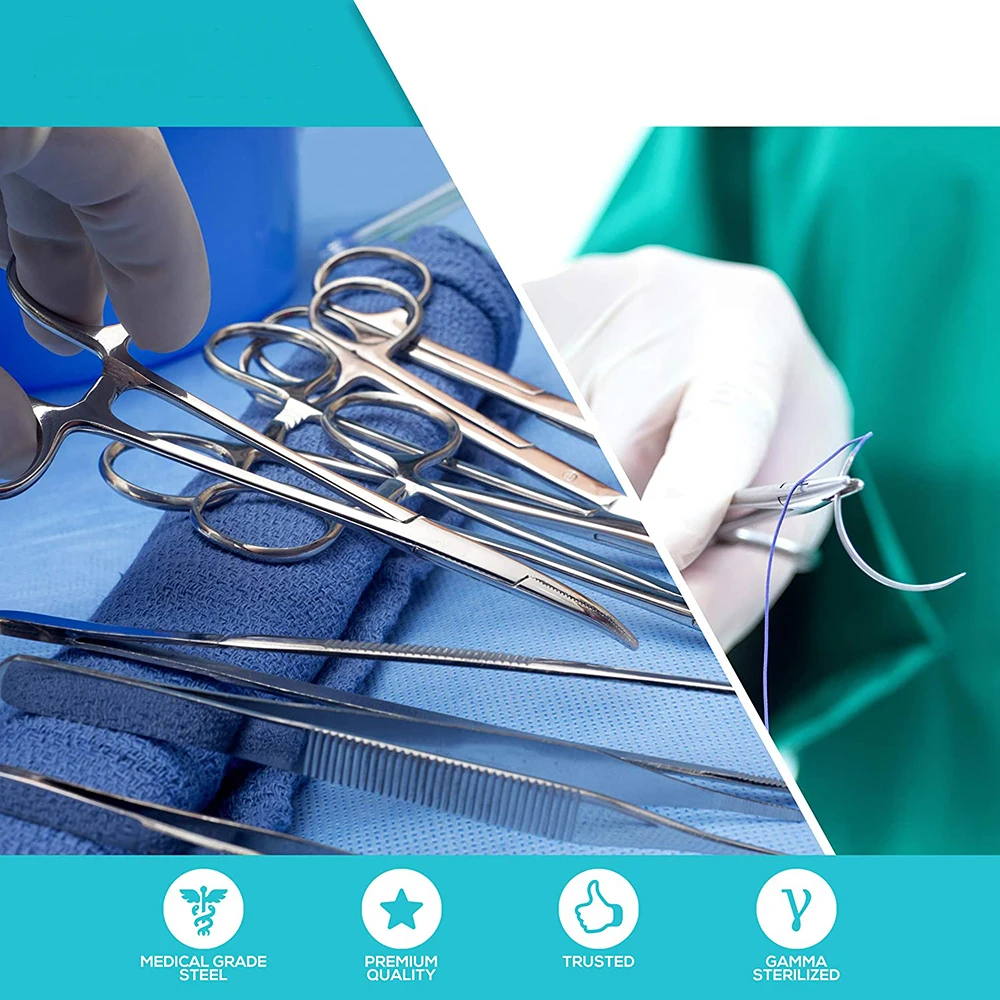 Extra Durability 3-Layer Suture Practice Kit for Medical Students Steel and Metal Embedded Mesh with Leather Zipper Case