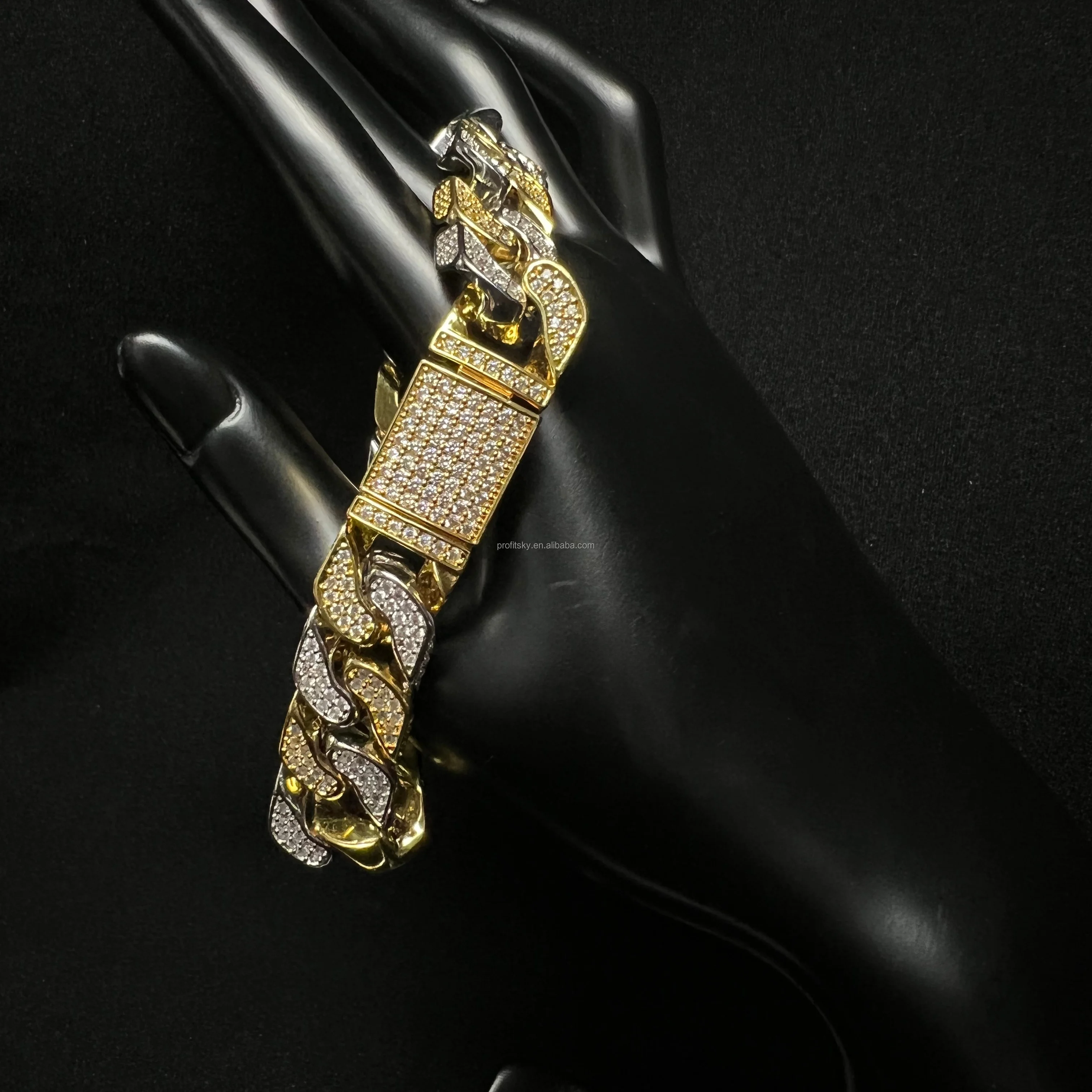 2Row 3mm to 22mm S925 Sliver Solid Gold Miami Link Necklace for Men Women Wholesale Moissanite Cuban Chain