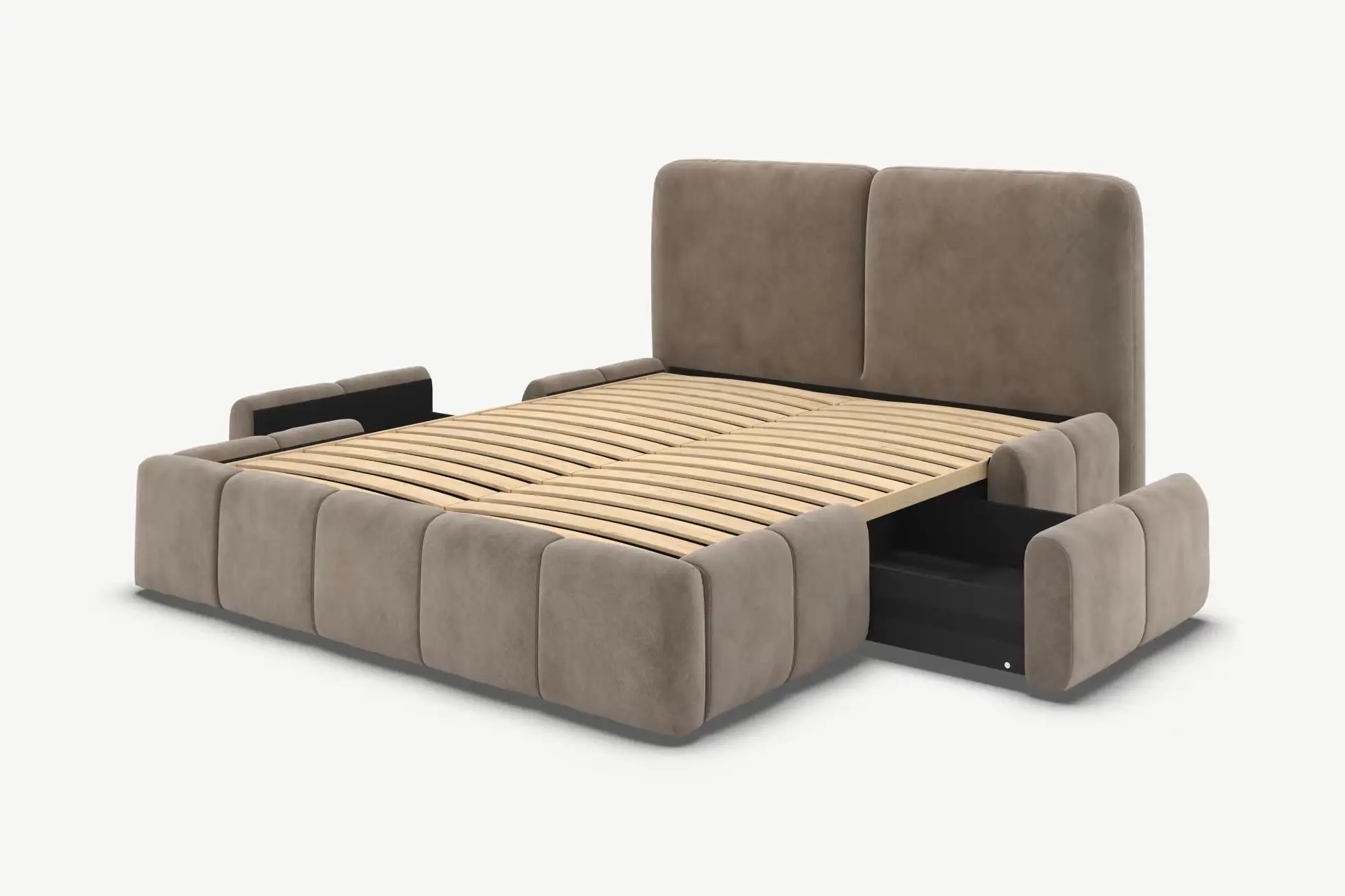 Scandinavian Inspiration Bedroom Furniture Super Soft Pillow-like Shape With Storage Queen Size King Size Bed Frame