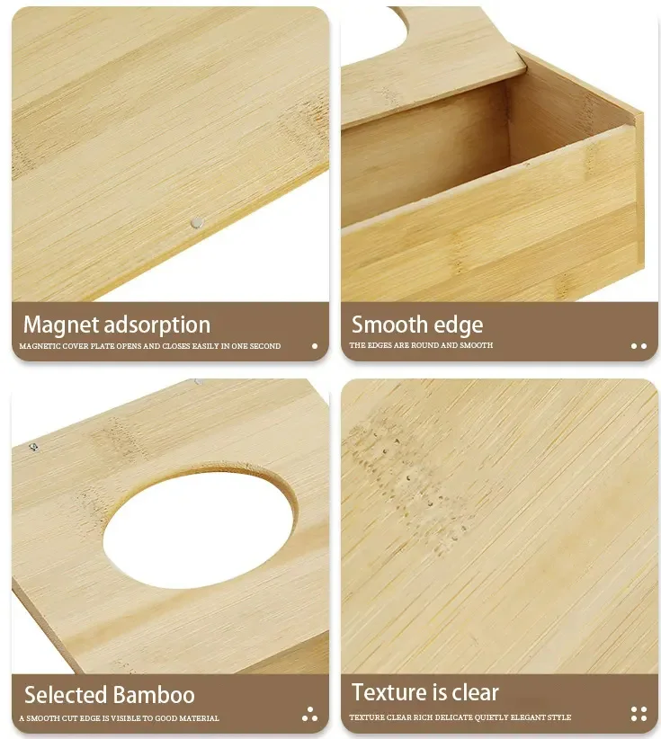 Bamboo Tissue Box for Home Office Desktop Wooden Paper Towel Box Hotel Napkin Wood Holder Table Napkins Tissue Paper Case