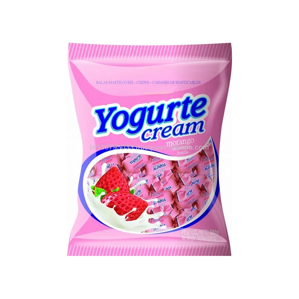Wholesale Factory Piece Soft Candies Fruit Flavor Soft Cartoon Shape Yogurt Cream Strawberry Candy For Kids