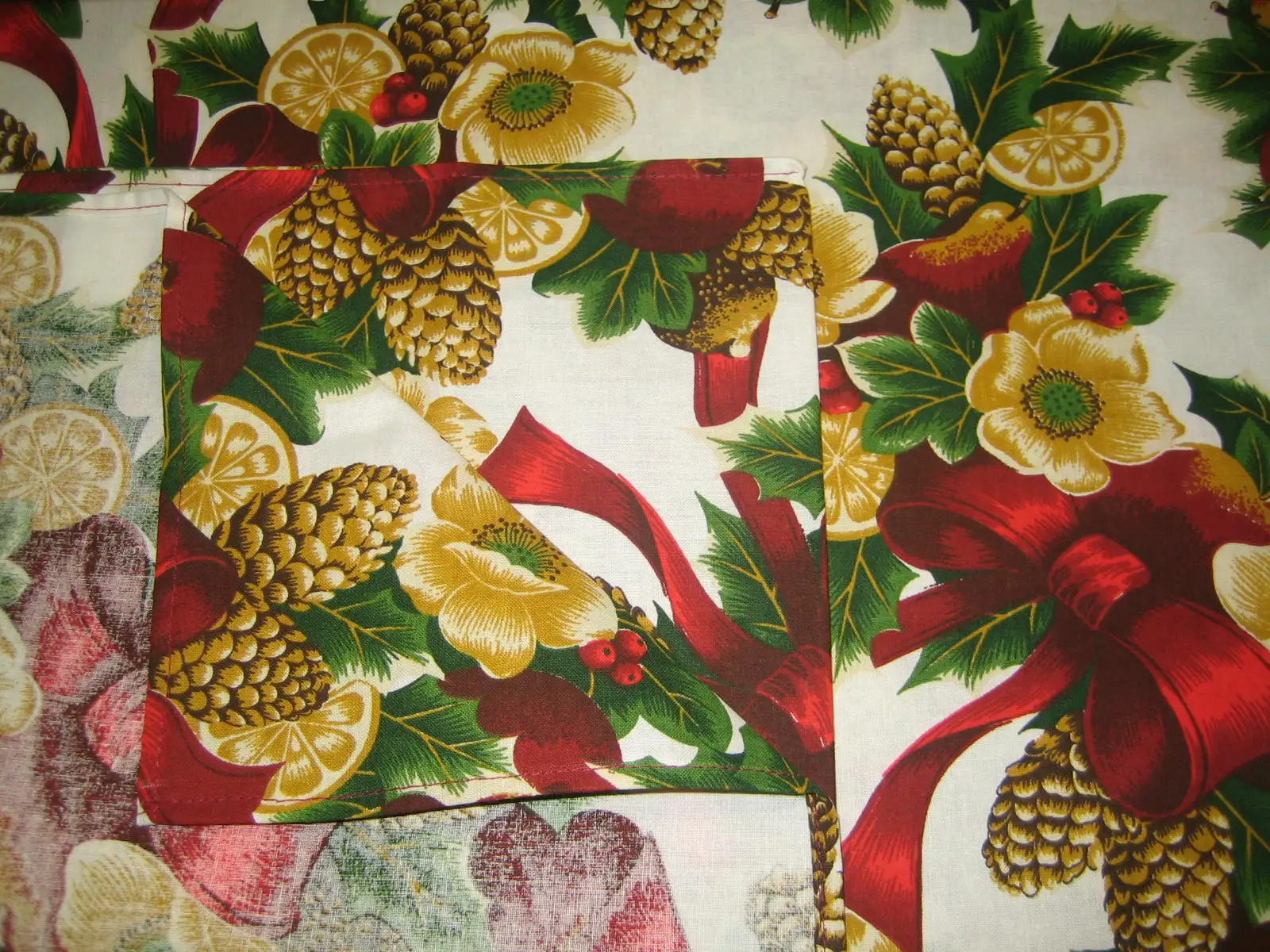 Christmas Design Table Cloth 100% Cotton Fabric 140x540cm for Big Tables Napkin Floral Design for Weddings