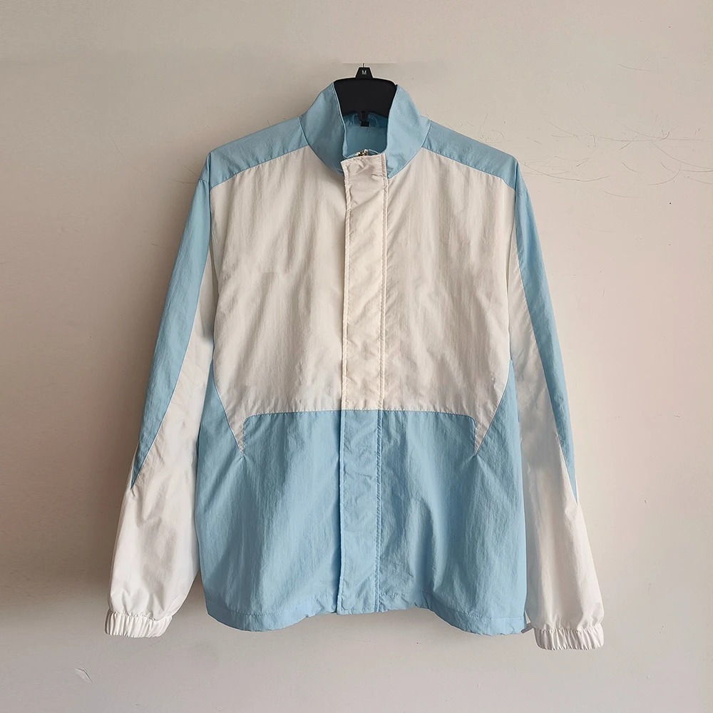 High Quality 2025  Street Style Polyester Tracksuit Jacket in Blue Winter Full Zip with Woven Weave Windbreaker Tracksuit
