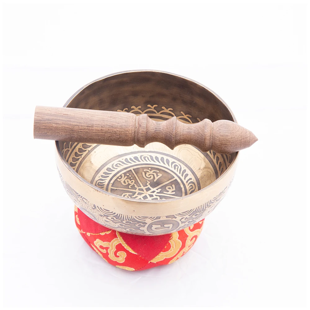 High Quality Hand Hammered Tibetan Sin ging Bowl Used For Chakra Healing With Wooden Mallet And Silk Pillow Buy At Best Price