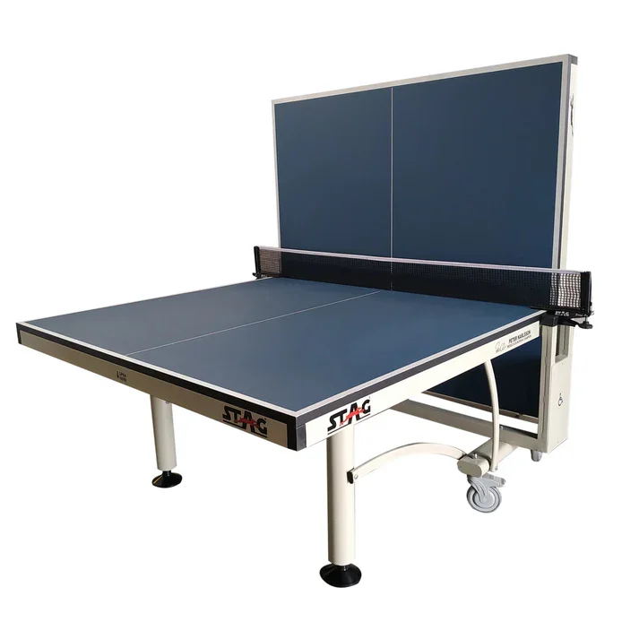 100% Top Grade Material Made Peter Karlsson Table Tennis Table with White Color Frame Heavy Duty Tennis Table