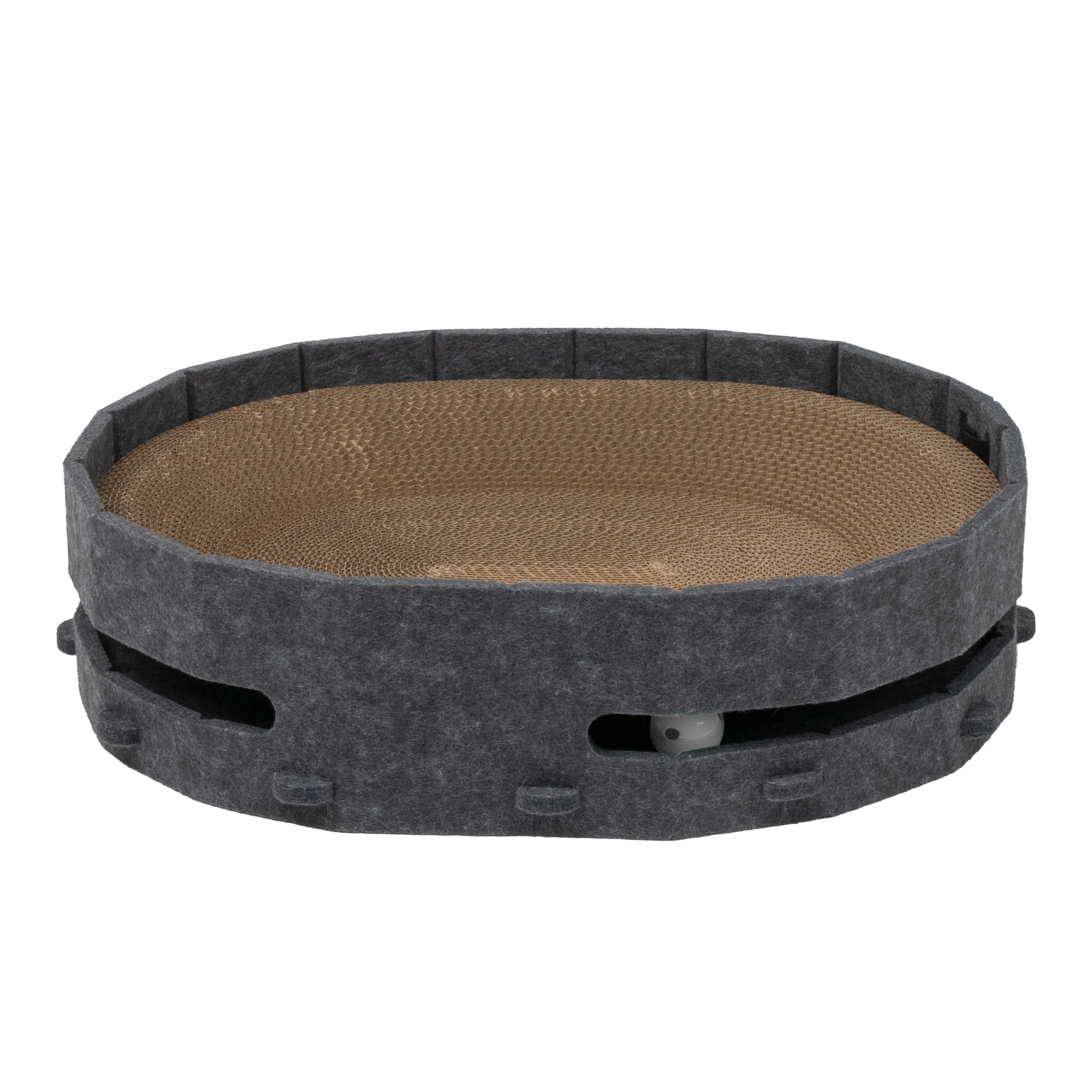 New Design Large Oval Felt Cat House with Corrugated Paper Cat Scratcher Nests for Playing