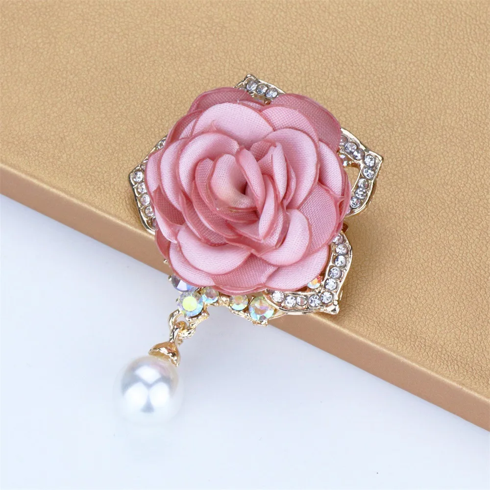 Korean style fabric flower brooch Peony corsage sweater coat pin coat accessories women