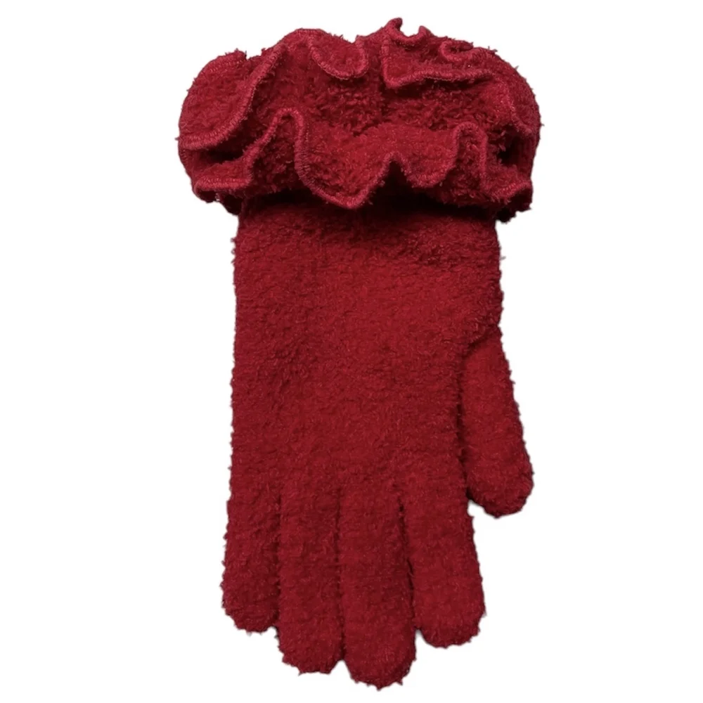 double layer ruffle cuff ladies gloves