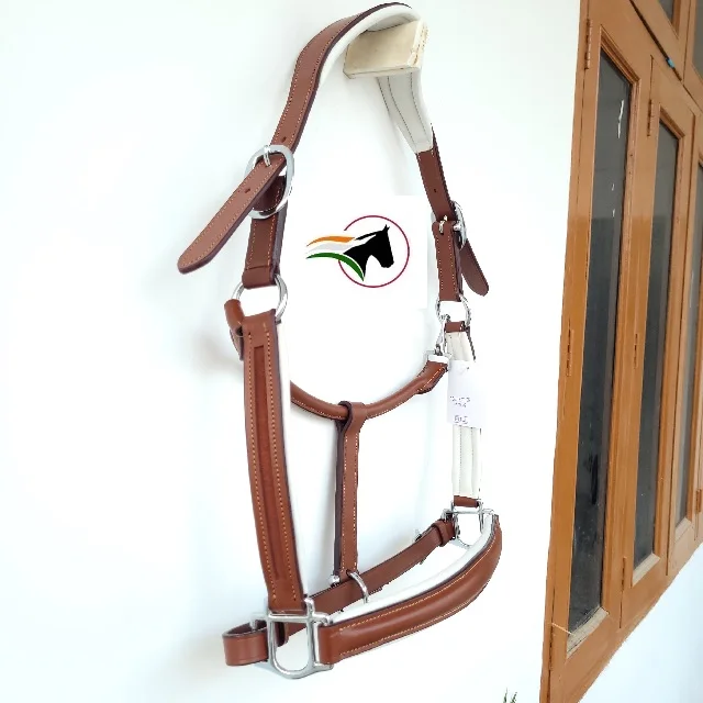 HORSE HALTER HEAD COLLAR WITH CONIC SHAPE NOSE PIECE AND SUPERIOR QUALITY BLACK HARDWARE AND SUPER SOFT PADDED