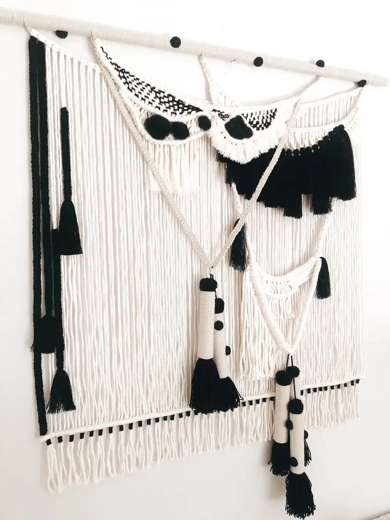 Woven Boho Tapestry Living Room Bedroom Decor Macrame Leaf Wall Hanging