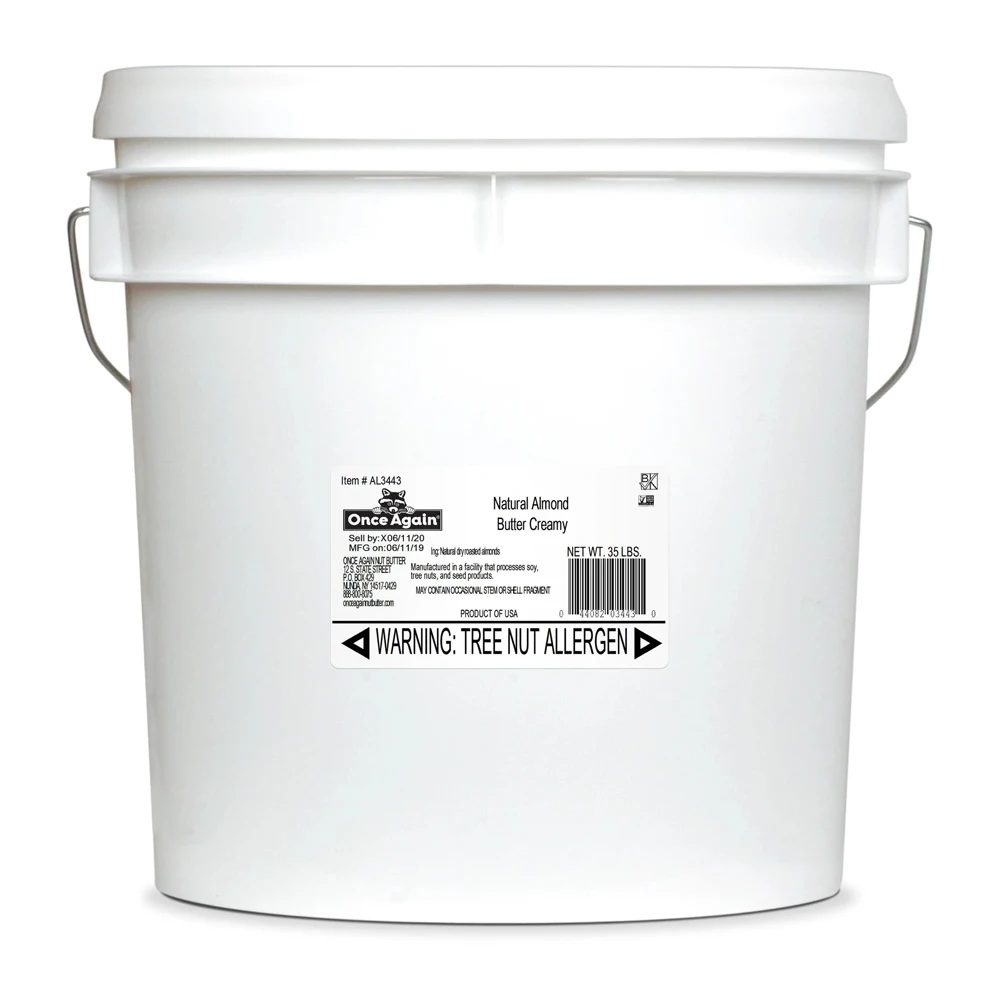 Premium Quality Smooth Almond Butter Packed into 35lb Pail Salt Free All Natural Creamy Almond Butter