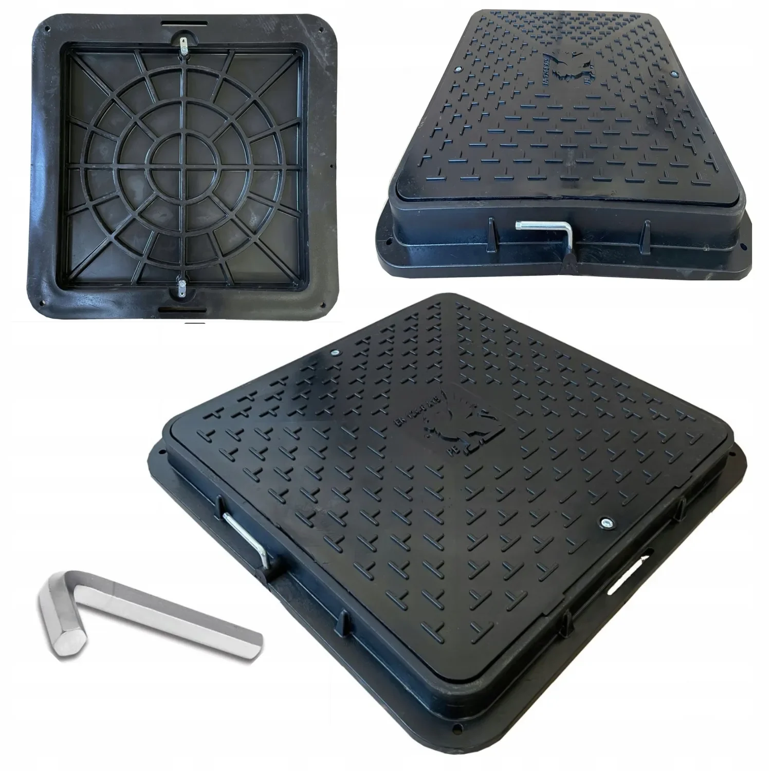 Cover for well Squer 71x71cm or Septic Water tank 1.5T with Screw Lock Sewer Manhole cover Black