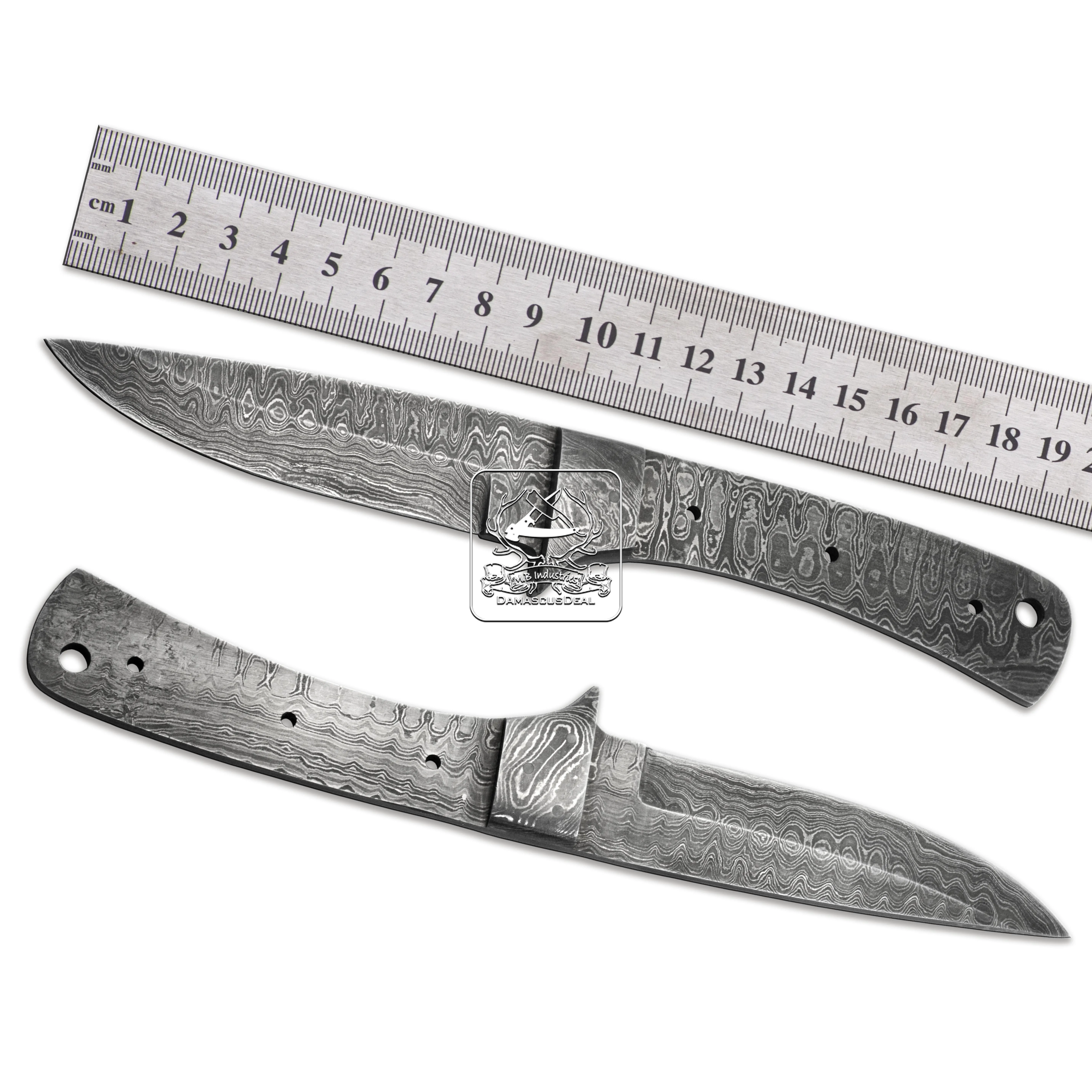 Damascus Steel Knife Blade Blanks DD-BB-1546 Handmade Wholesale Bushcraft Hunting Knife 192 Layers Twist Ladder Raindrop