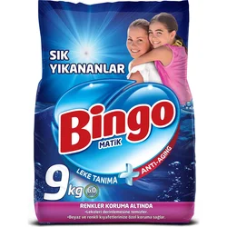 Bingo 9kg Powder Detergent Anti aging Stain recognition Laundry Detergent From Wholesale Turkey Cleaning Supplies Cloth Washing