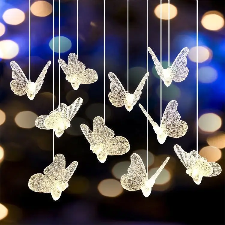Wedding supplies 10 Butterflies Chandelier Pendant Lamp LED Acrylic Ceiling Hanging Lamp Indoor Lighting