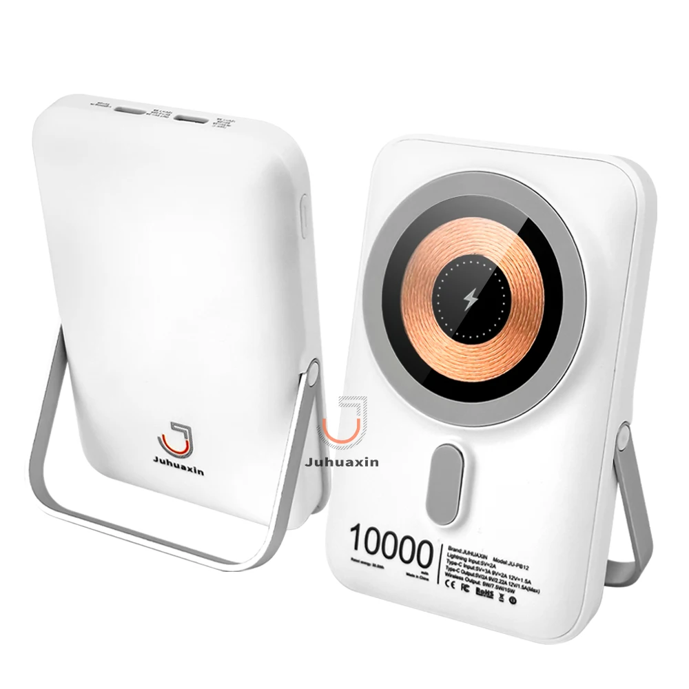 10000mAh Mini Wireless Battery  Phone Charger Magnetic Fast Charging Power Bank with Holder for iPh 16 15 14 Promax