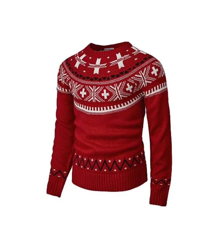 Hot selling product 100% Export Oriented Cotton Longsleeve O Neck Custom Christmas Printed Sweater For Mens From Bangladesh