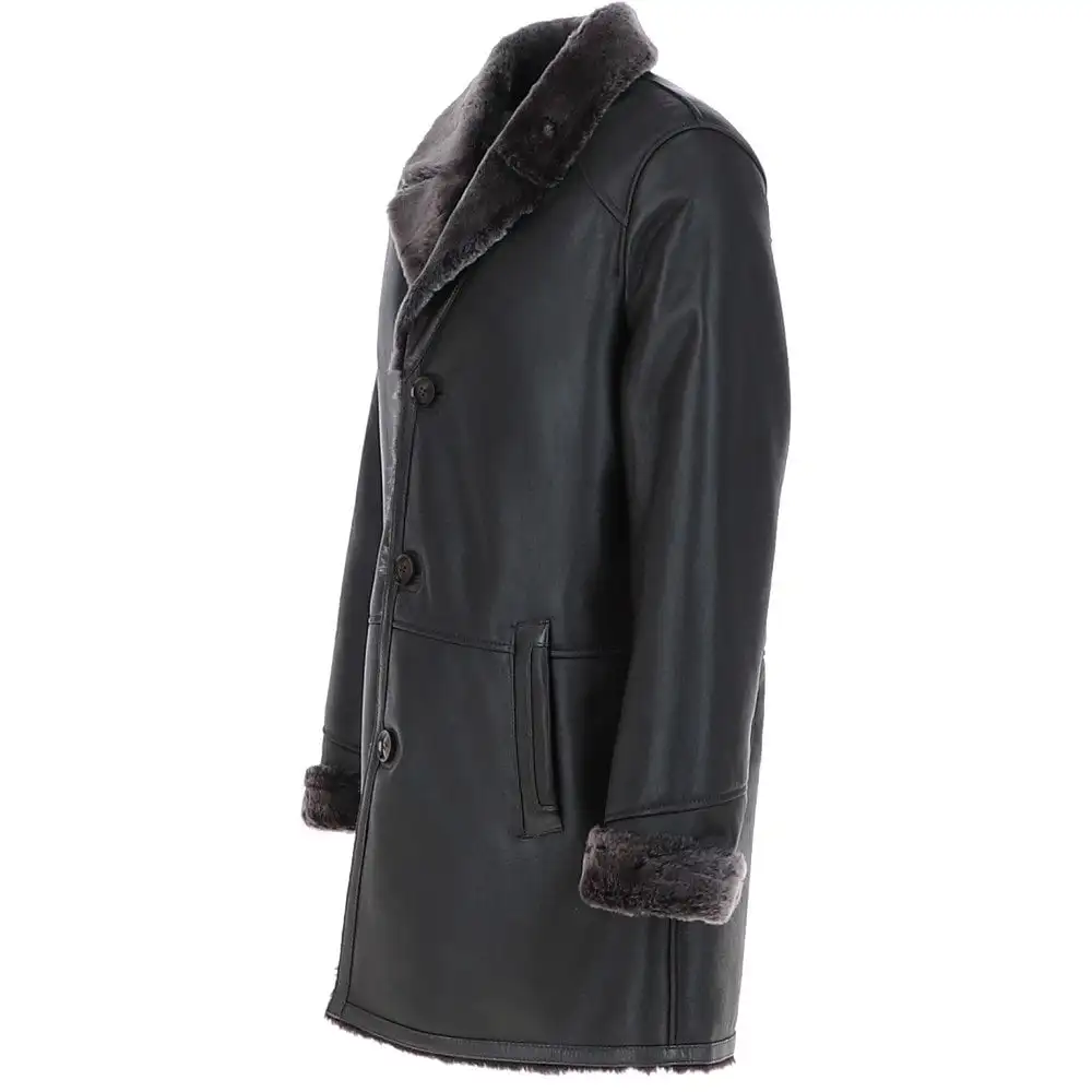 Men Single Breasted Sheepskin Coat Genuine Leather Made from Pakistan