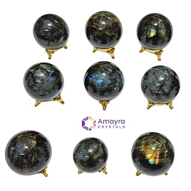 Gemstone Labradorite Sphere Wholesale Crystal Supplies  Natural Handmade Balls Stones Crystal Sphere  From Amayra Crystals India
